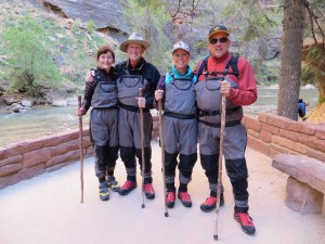 The parents exploring the Narrows in Mt. Zion Park